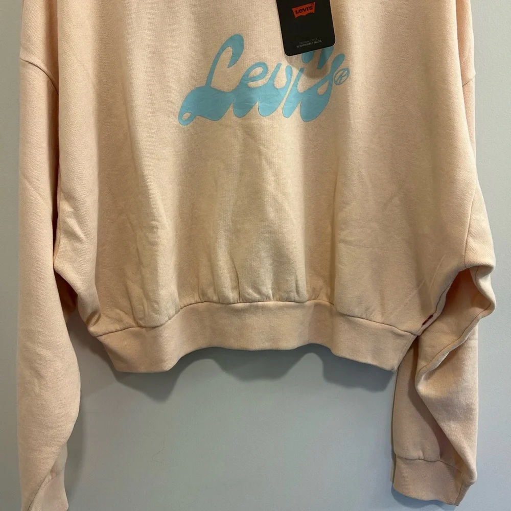 🍁NWT Peach and Blue Levi’s Cropped Sweatshirt - Picture 5 of 15